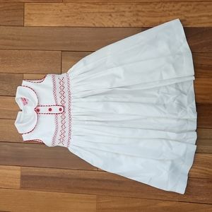 White w/red smocked dress